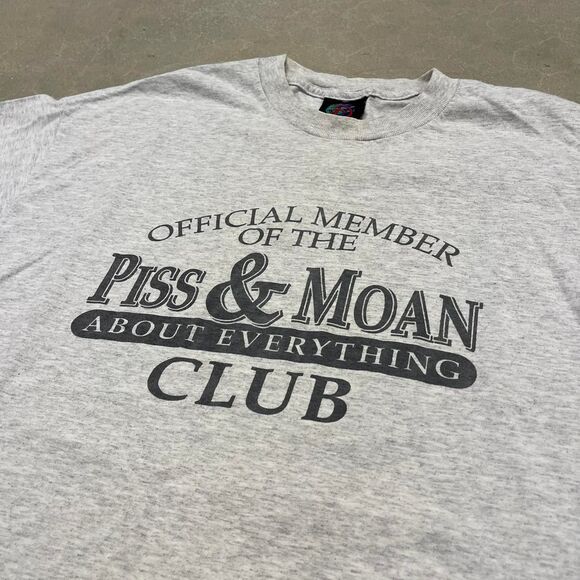 Vintage 2000s Piss & Moan Member Disney Sport Tee Y2K Humor Graphic T-Shirt - Picture 1 of 4
